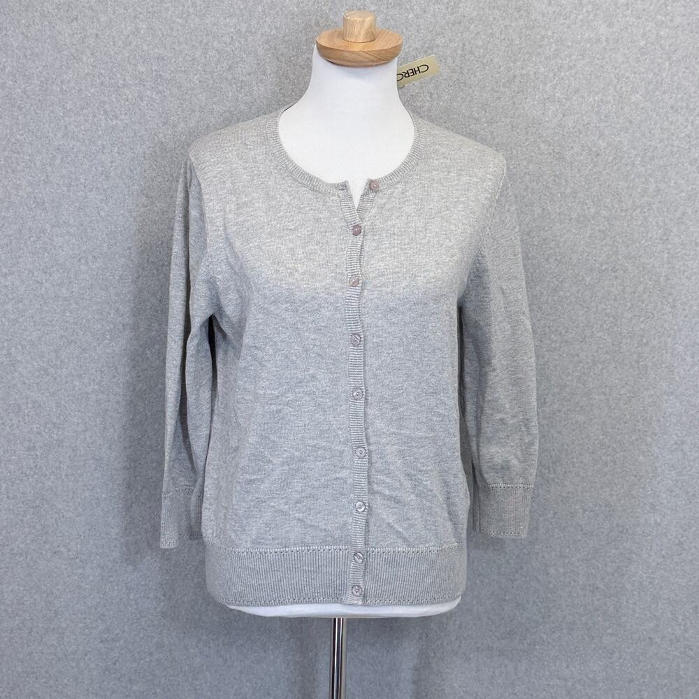 Cherokee Women’s Gray Button Front Cardigan Sweater Size Medium Lightweight